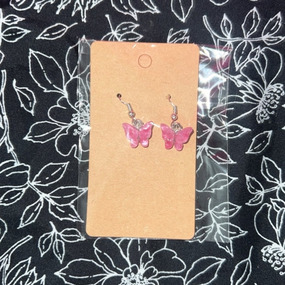 Pink Butterfly Earrings